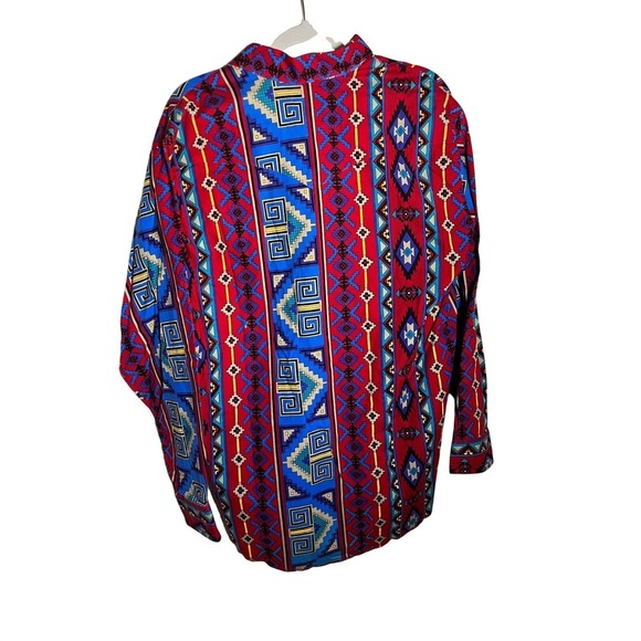 Vintage 90's RODEO Wrangler Mens Cut Western Shirt Red Print Long Sleeve XLT - Picture 2 of 7